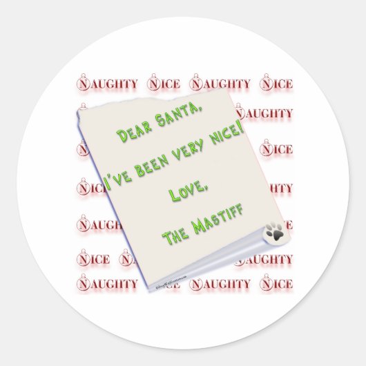 Mastiff Naughty oder Nice - Aufkleber (Vorderseite)