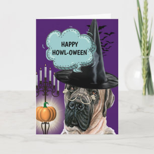 Mastiff niedlicher Hund mit glücklichem Howloween Karte