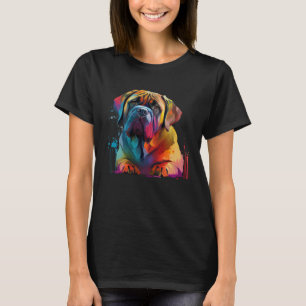 Mastiff Pop Splash Gefärbte Krawatte Regenbogen T-Shirt