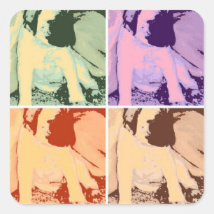 Mastiff Puppy Pop Art Quadratischer Aufkleber
