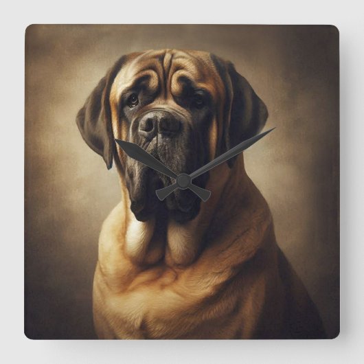 Mastiff Quadratische Wanduhr (Vorderseite)