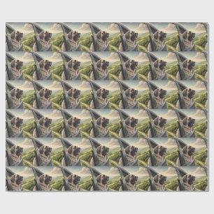Mastiff-Roadtrip-Landschaft Wasserfarben-Wrap Geschenkpapier