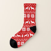 Mastiff-Silhouette-rotes Feiertags-Muster Socken (Links - Außen)