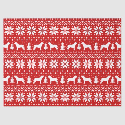 Mastiff Silhouetten Weihnachtsmuster Rot Seidenpapier (Vorderseite)