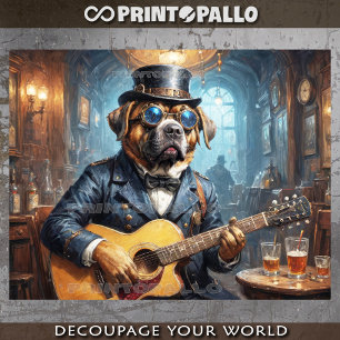 Mastiff steampunk dog Gitarre spielen - Seidenpapier
