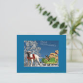Mastiff und French Bulldog Frohe Weihnachten Postkarte (Stehend Vorderseite)