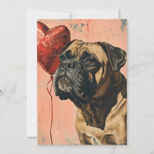 Mastiff Vintag Valentinstag Feiertagskarte (Vorderseite)