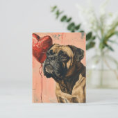 Mastiff Vintag Valentinstag Postkarte (Stehend Vorderseite)