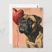 Mastiff Vintag Valentinstag Postkarte (Vorne/Hinten)