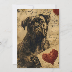 Mastiff Vintage Valentinstag Feiertagskarte