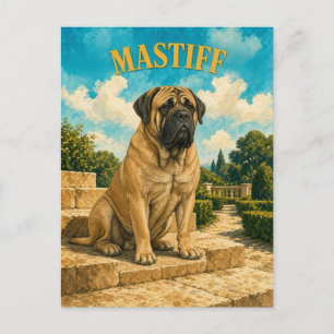 Mastiff, Vintage Wasserfarben-Hundekunst Postkarte