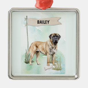 Mastiff-Wasserfarbe Personalisierter Hund Ornament Aus Metall