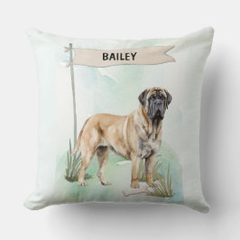 Mastiff Watercolor Personalized Dog Kissen