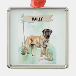Mastiff Watercolor Personalized Dog Ornament Aus Metall