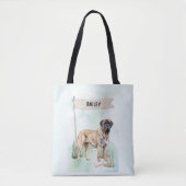 Mastiff Watercolor Personalized Dog Tasche (Vorderseite)