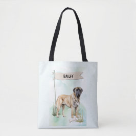 Mastiff Watercolor Personalized Dog Tasche
