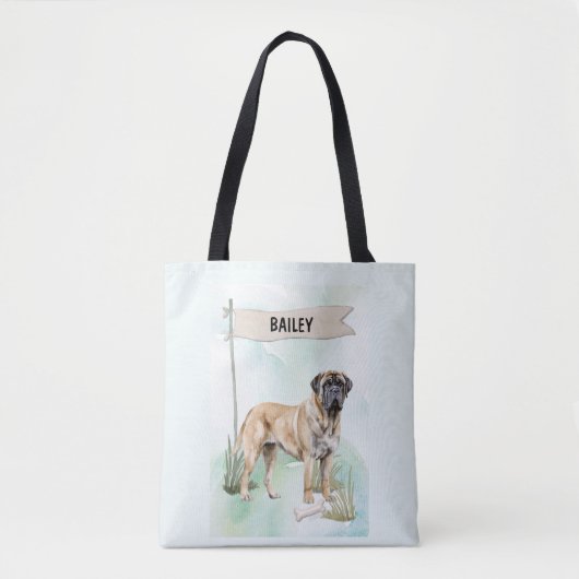 Mastiff Watercolor Personalized Dog Tasche (Vorderseite)