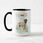 Mastiff Watercolor Personalized Dog Tasse (Links)