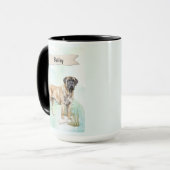 Mastiff Watercolor Personalized Dog Tasse (Vorderseite Links)