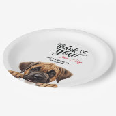 Mastiff Wedding Vielen Dank Pappteller (Schrägansicht)