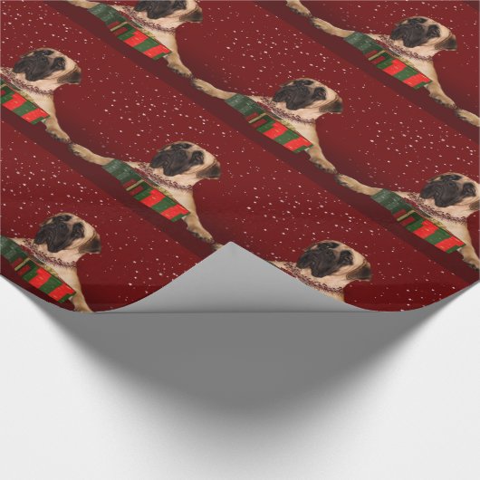 Mastiff-Weihnachten Geschenkpapier (Ecke)