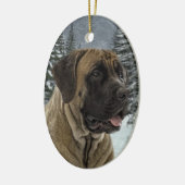 Mastiff-Weihnachtsverzierung Keramikornament (Links)