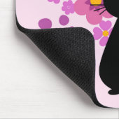 "Mat Cat Lady" Katze in rosa Blume Mousepad (Ecke)