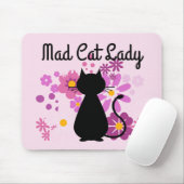 "Mat Cat Lady" Katze in rosa Blume Mousepad (Mit Mouse)