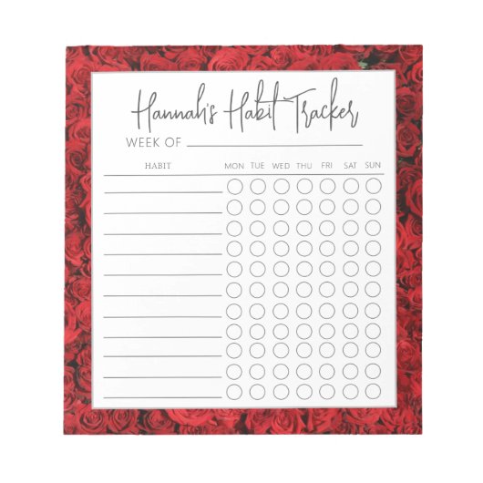 Mat Türkische Rose Minimal Script Habit Tracker Notizblock (Vorderseite)