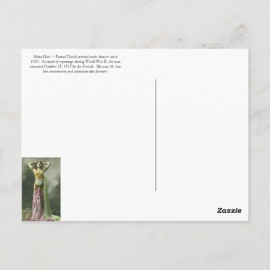 Mata Hari Postkarte (Rückseite)