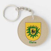 Mata Historischer Schild und mexikanische Flagge Schlüsselanhänger (Vorderseite)