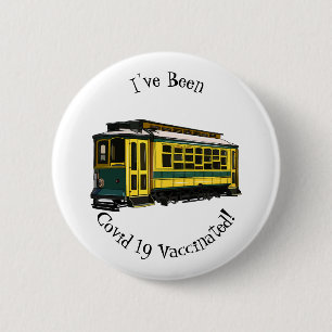 Mata Troley Cartoon Illustration Button