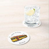 Mata Troley Cartoon Illustration Runder Pappuntersetzer (Vor Ort)