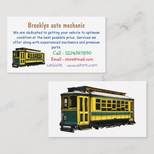 Mata Troley Cartoon Illustration Visitenkarte (Vorne/Hinten)