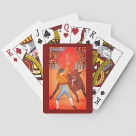 Matador hält Red Capes mit Angry Bull, Juarez, MX Spielkarten