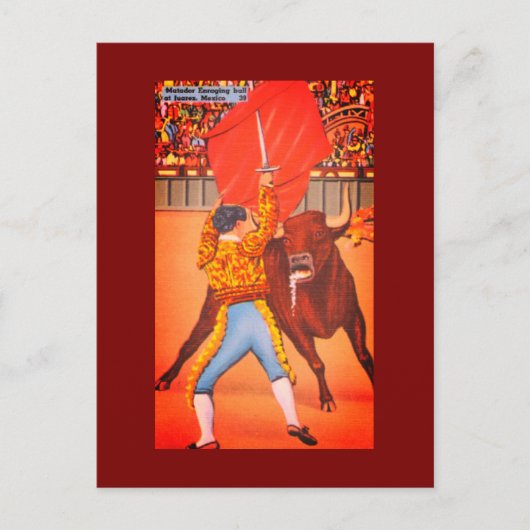 Matador mit Red Cape und Charging Bull, Juarez Postkarte (Vorderseite)