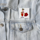 Matador mit rotem Cape spanischer Stierkämpfer Button (Beispiel)