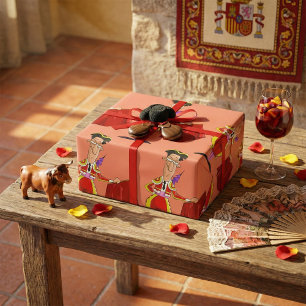 Matador mit rotem Cape Spanischer Stierkämpfer Geschenkpapier