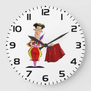 Matador mit rotem Cape Spanischer Stierkämpfer Große Wanduhr