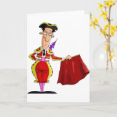 Matador mit rotem Cape spanischer Stierkämpfer Karte (Gelbe Blume)