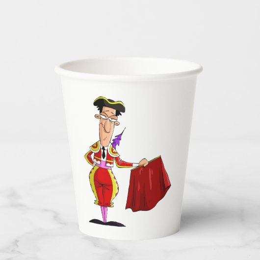 Matador mit rotem Cape Spanischer Stierkämpfer Pappbecher (Vorderseite)