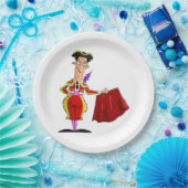 Matador mit rotem Cape Spanischer Stierkämpfer Pappteller (Party)