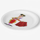 Matador mit rotem Cape Spanischer Stierkämpfer Pappteller (Schrägansicht)