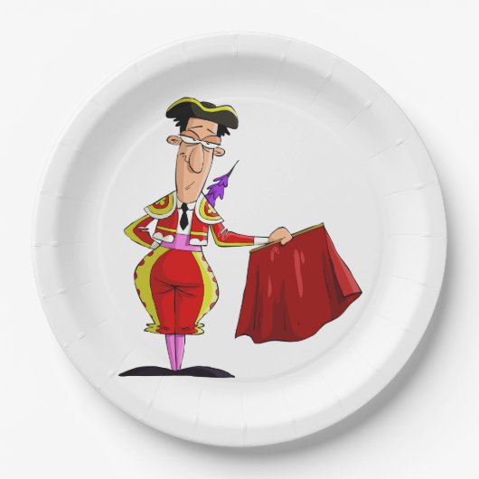 Matador mit rotem Cape Spanischer Stierkämpfer Pappteller (Vorderseite)