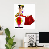 Matador mit rotem Cape Spanischer Stierkämpfer Poster (Heimbüro)