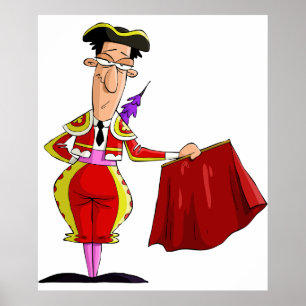 Matador mit rotem Cape Spanischer Stierkämpfer Poster