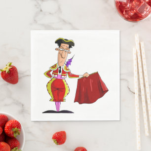 Matador mit rotem Cape spanischer Stierkämpfer Serviette