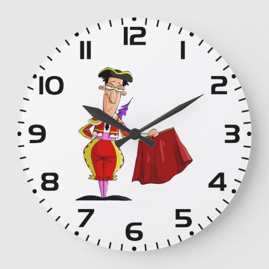 Matador with Red Cape Spanish Bullfighter Große Wanduhr (Vorderseite)
