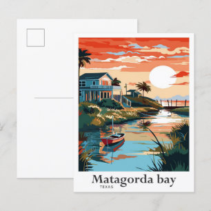 Matagorda Bay Texas Reiseporträt-Illustration Postkarte
