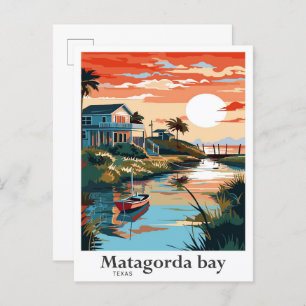 Matagorda Bay Texas Travel Potrait Illustration Postkarte